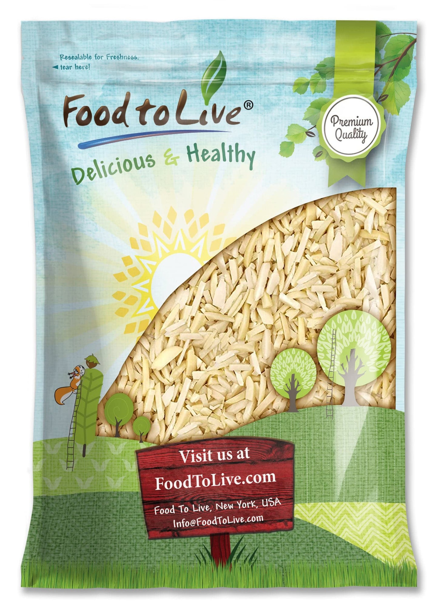 Food to Live - Blanched Slivered Almonds, 8 Pounds Chopped Raw Blanched Almonds, Unsalted, Vegan, Keto, Kosher, Bulk. High in Pr