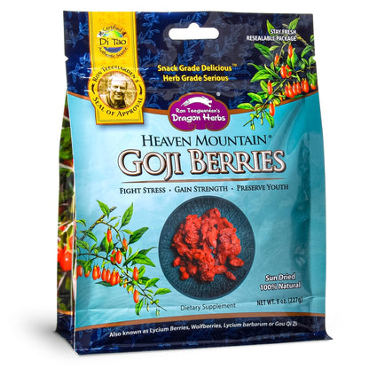 Dragon Herbs Heaven Mountain Goji Berries 8 oz. (227g), moist, fight stress, gain strength, eye vision tonic, all natural ingred
