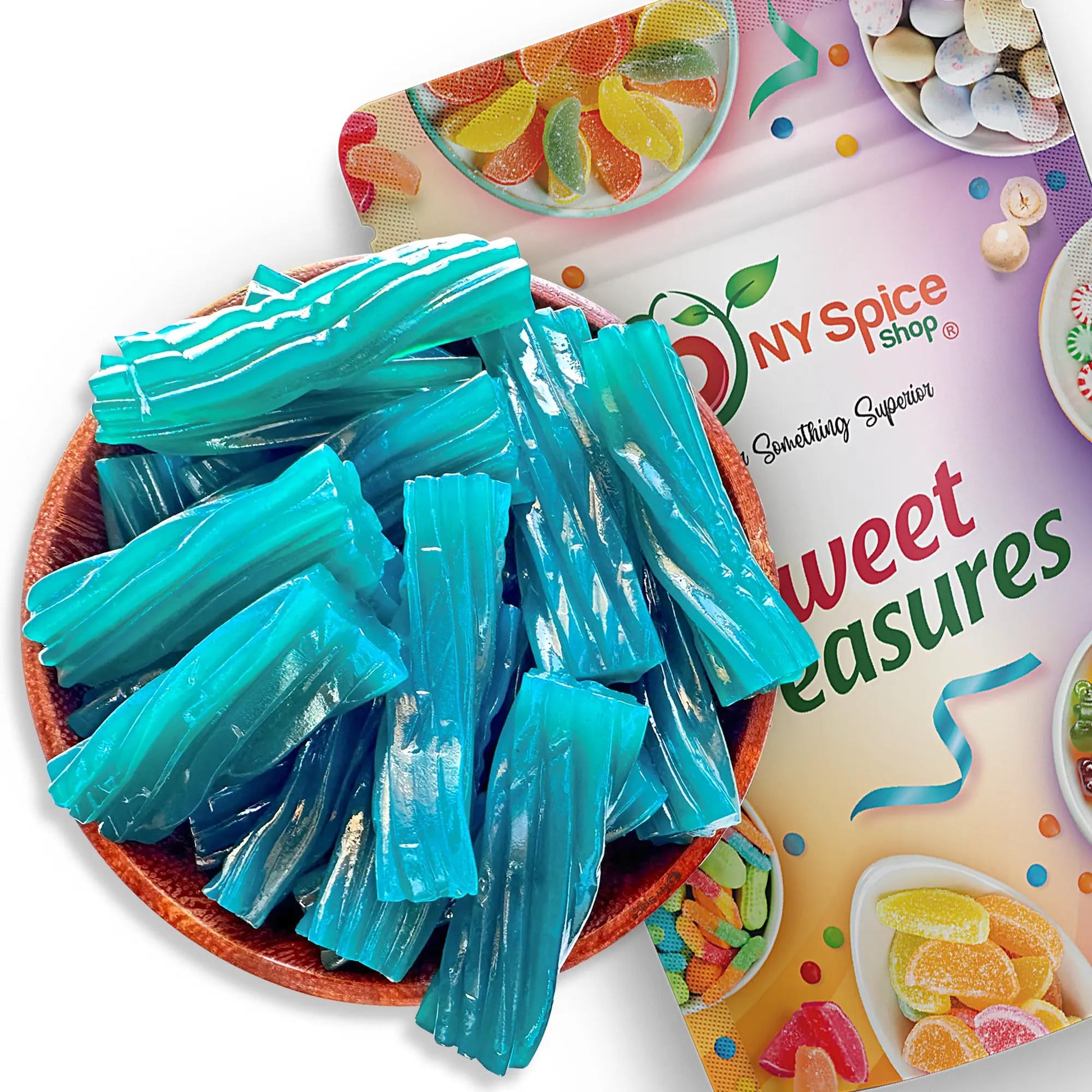 Ny Spice Shop Jumbo Licorice Twists Blue Raspberry Flavored - Jumbo 2'' Inch Chewy Fruit Flavored Sweet Blue Licorice Rope Candy
