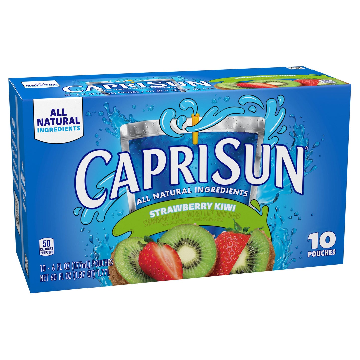 Capri Sun Strawberry Kiwi Naturally Flavored Kids Juice Drink Blend (10 ct Box, 6 fl oz Pouches)
