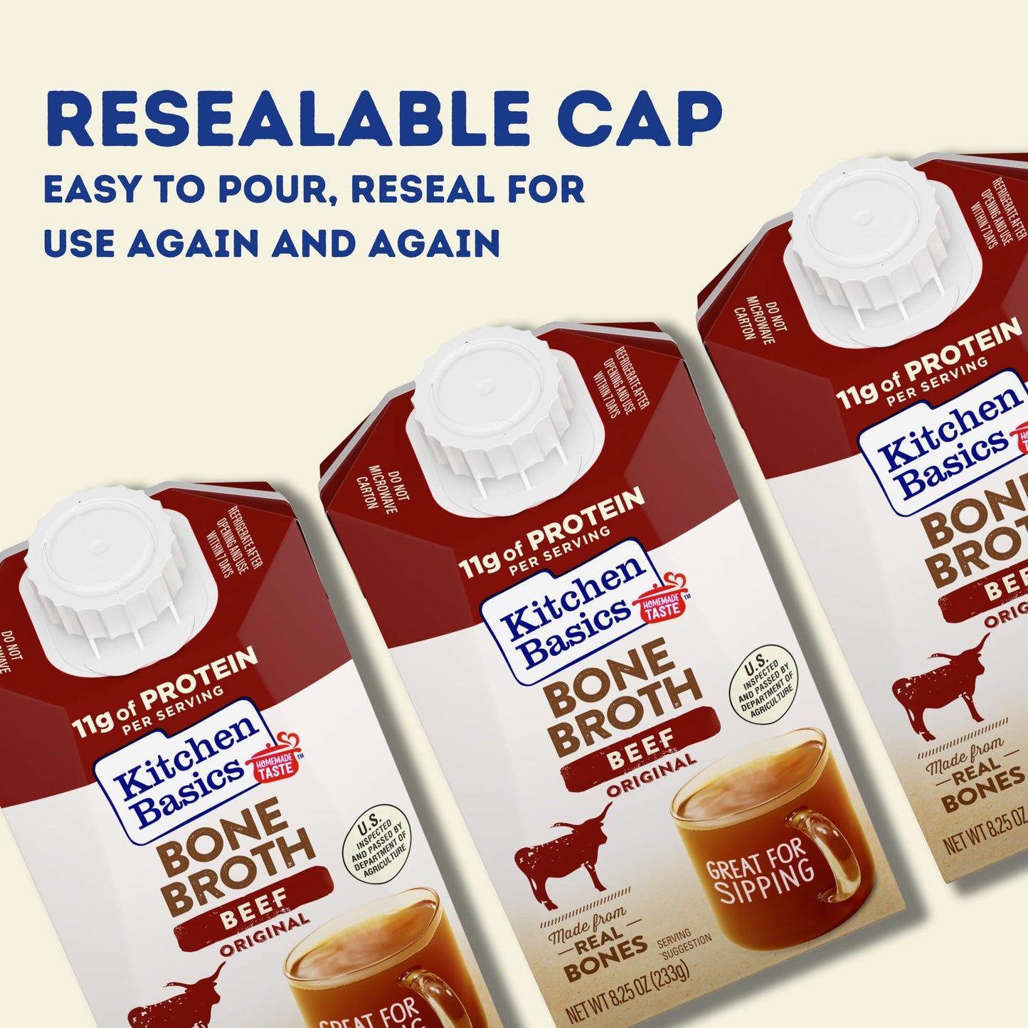 Kitchen Basics Beef Bone Broth, 8.25 oz. (Pack of 12)