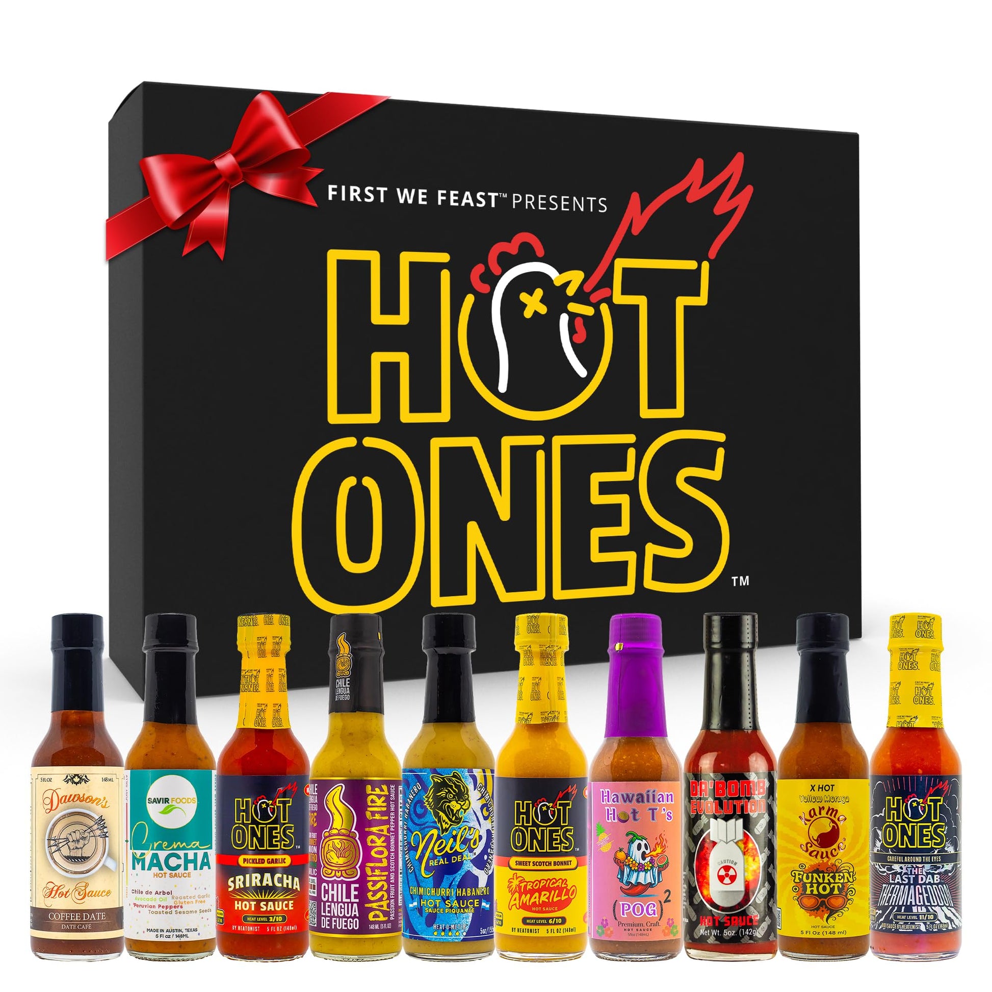 Hot Ones Hot Sauce Challenge - Season 27 - Hot Sauces Gift Sets - Variety Pack - Made With Natural Ingredients - Unique Small Batch Sampler Gift Set - 5 Fl Oz Bottles (10-Pack)