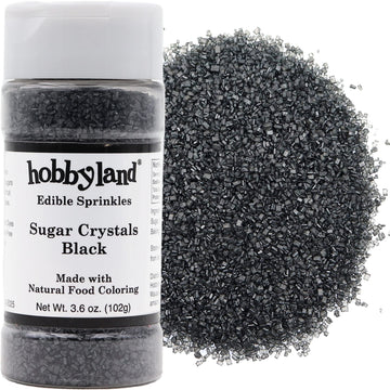 Hobbyland Natural Colored Decorating Sugar Crystals (Black) Made with Natural Food Coloring, Handcrafted Color, Large Size Sugar