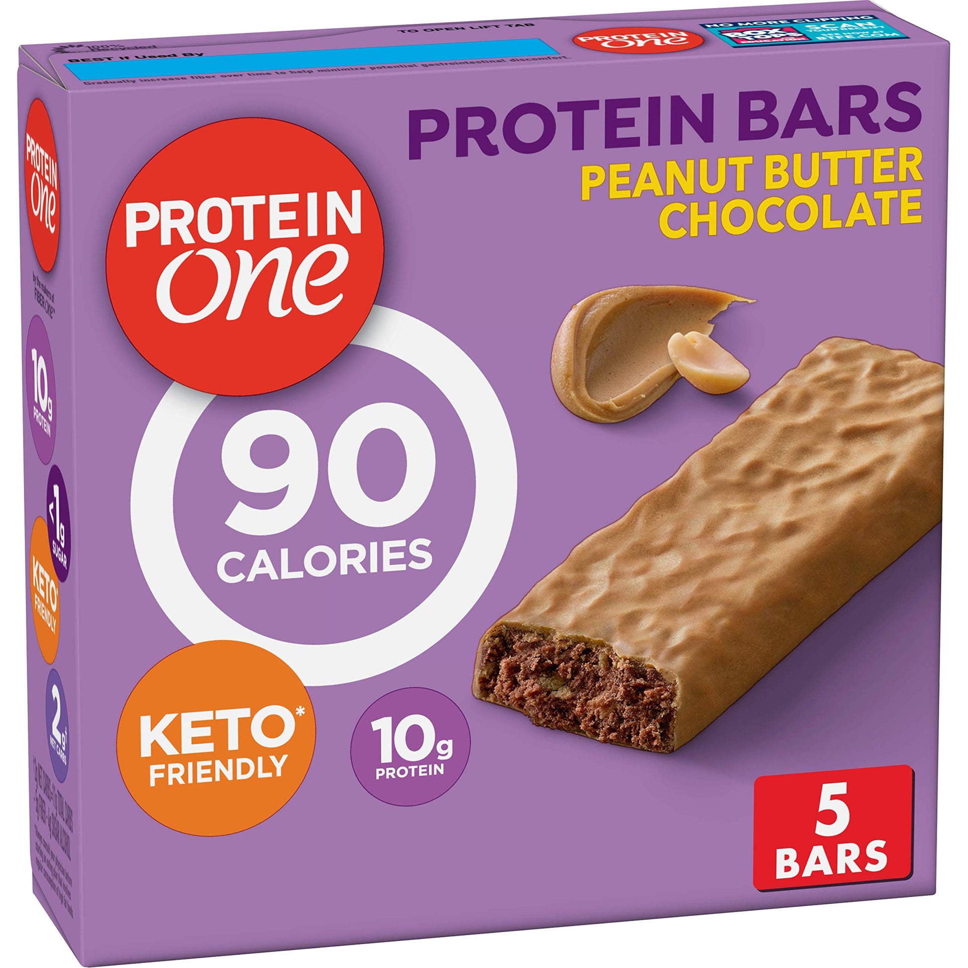 Protein One 90 Calorie Keto Protein Bars, Peanut Butter Chocolate, 5 ct
