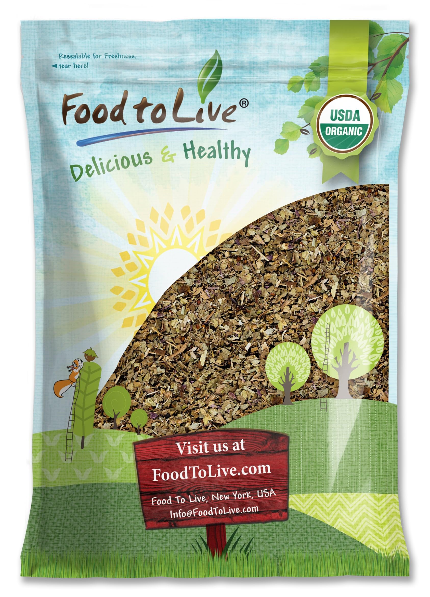 Food to Live - Organic Basil Leaves, 1 Pound - Dried & Cut. Great for Pizzas, Pesto, Soups, Sauces, Salads and Herbal Tea. Non-G