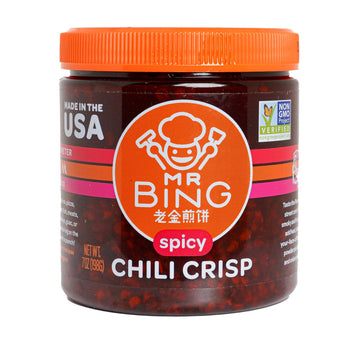 Mr. Bing Chili Crisp | Spicy - Delicious, Flavorful & Crunchy Chili Oil - Made In Usa Chili Paste Hot Sauce - Gluten Free, Vegan