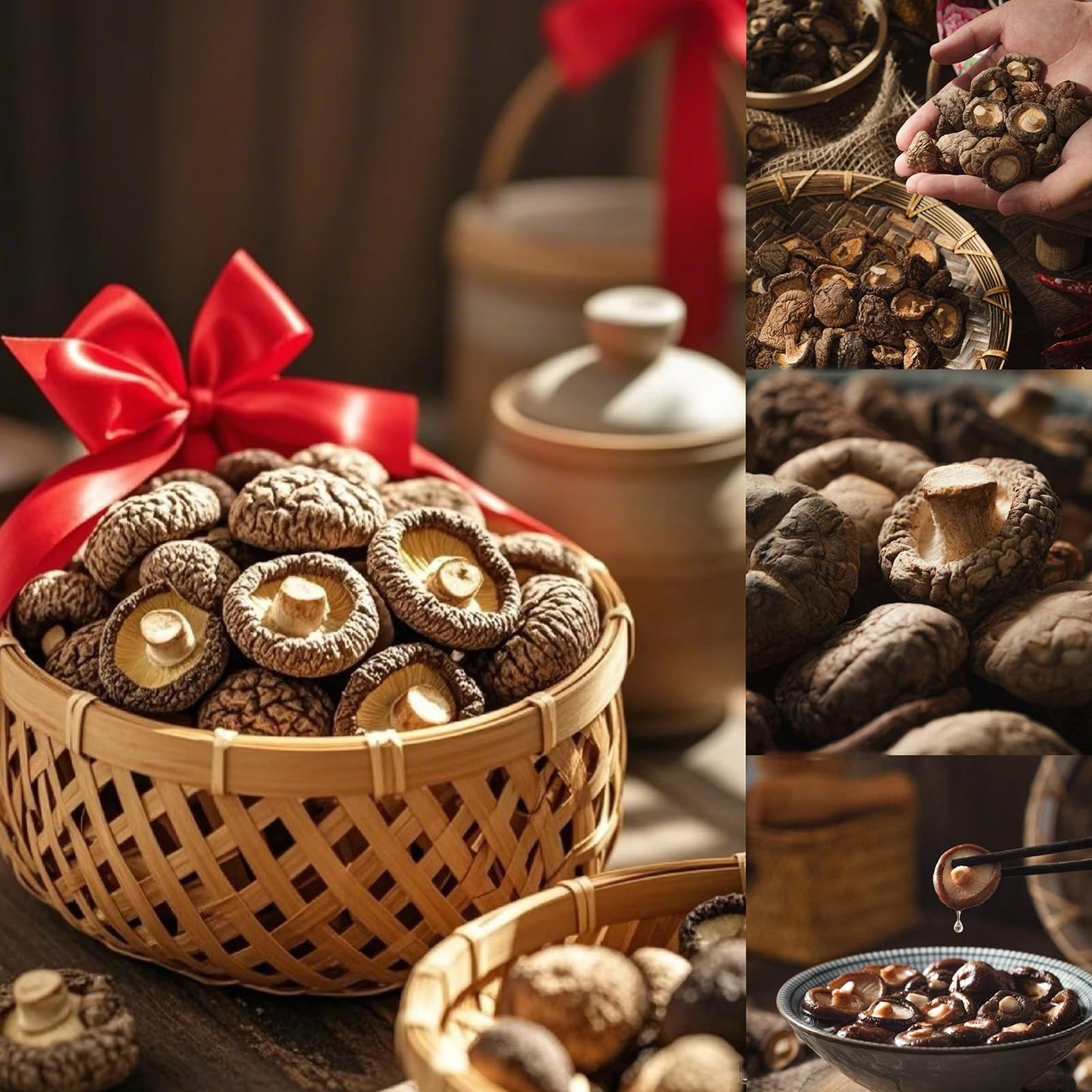 SXRFYFCL Dried Shiitake Mushrooms Quick Hydration Soft Texture 7.05 Ounces/200g Stemless Sealed Package