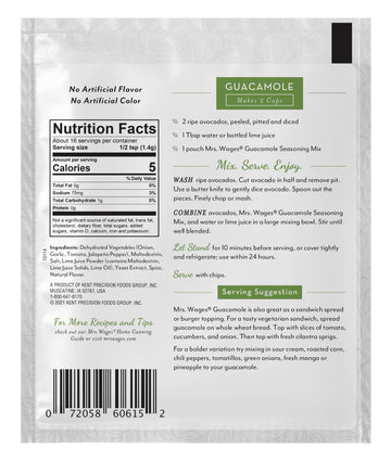 Mrs. Wages Guacamole Seasoning Mix, 0.8 Ounce (Pack of 12)