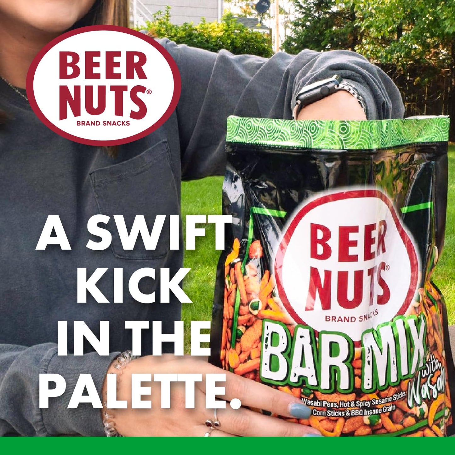 malt-inspired NUTS Bar Mix with Wasabi, Pretzels, Cheese Stix & Peas, 20oz Resealable Bag, Pack of 2