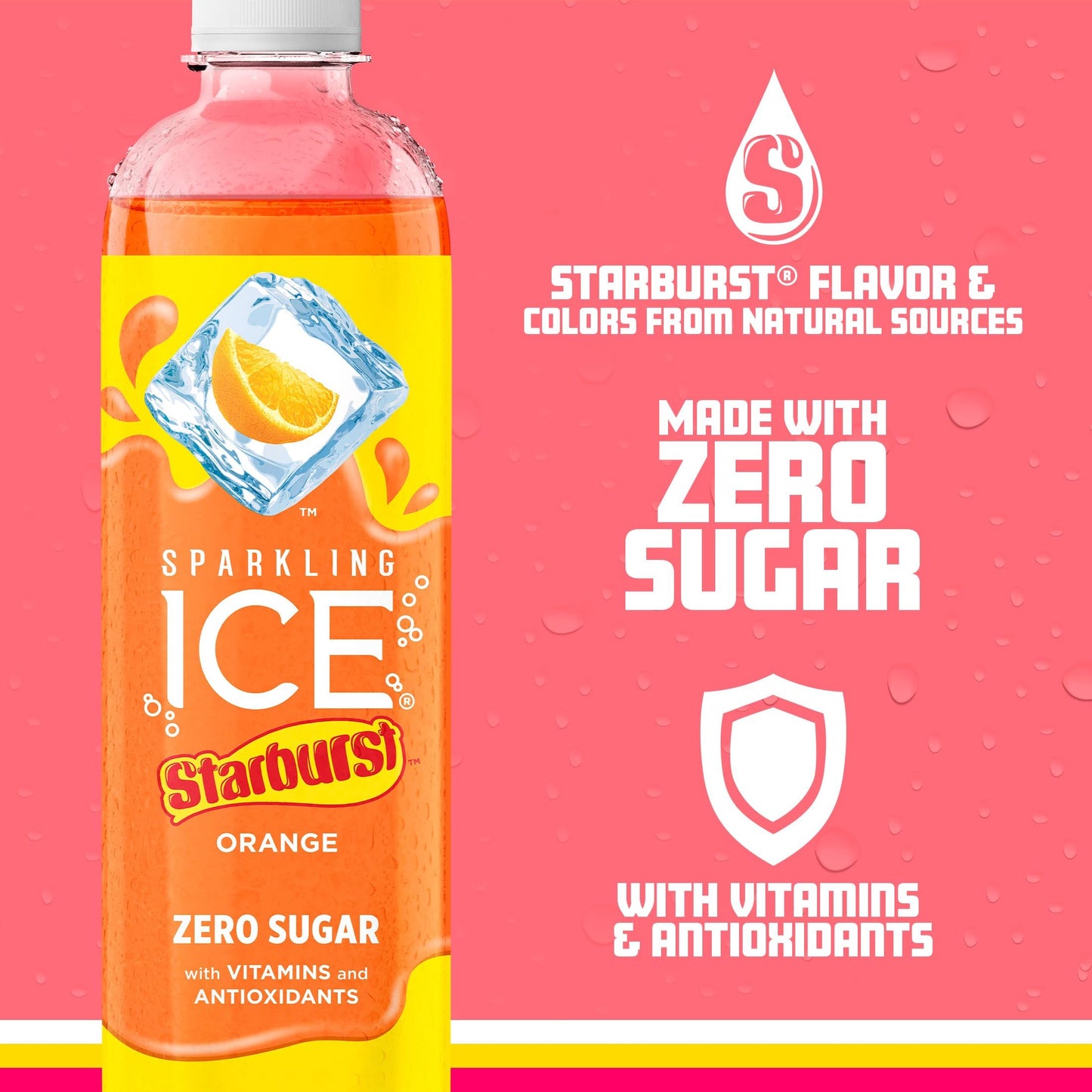 Sparkling Ice Starburst Orange, Zero Sugar Flavored Sparkling Water, With Vitamins And Antioxidants, Low Calorie Beverage, 17 Fl Oz Bottles (Pack Of 12)
