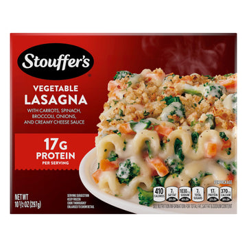 Stouffers Vegetable Lasagna, Single Serve, Frozen Entrees for One, Veggie Lasagna, Single Frozen Meals