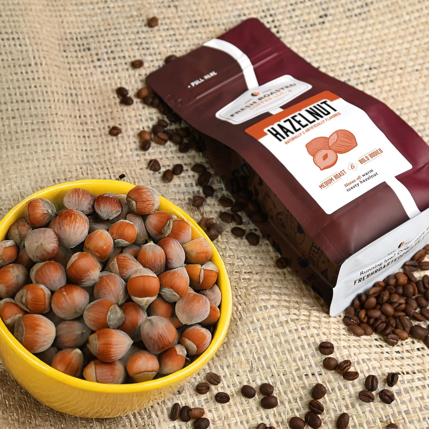 Fresh Roasted Coffee, Hazelnut Flavored Coffee, 12 Oz, Medium Roast, Kosher, Ground