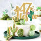 Tivurcia Fiesta 17th Cake Topper, Gold Tropical Hawaiian Theme Decoration