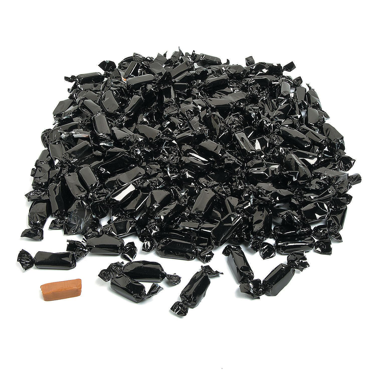 Black Foil Wrapped Caramels Candy (198 Individually Wrapped Candies - 2 lbs) Candy Buffets,Parties, Weddings, Graduation and Hal