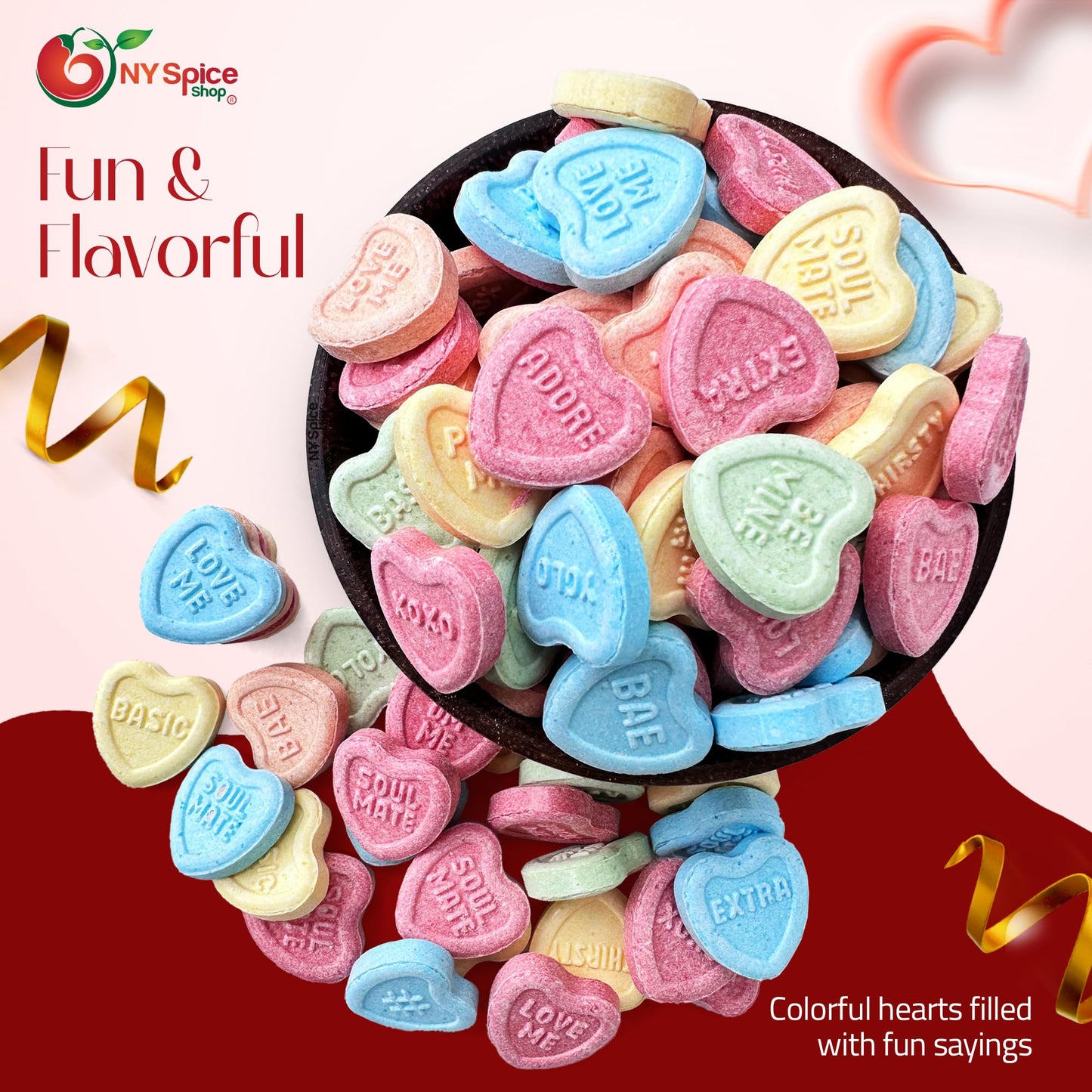 Ny Spice Shop Conversation Hearts Candy - 1 Pound Conversation Hearts Shaped Candy Bulk - Sweet Tarts For Goodie Bags - Candy Va
