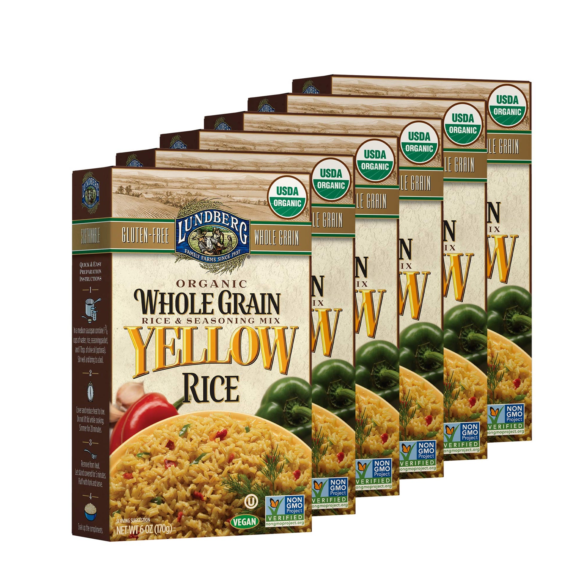 Lundberg Family Farms - Organic Whole Grain Yellow Rice, Savory Blend, Side Dish, Pantry Staple, 100% Whole Grain, Non-GMO, Glut