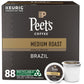 Peets Coffee Medium Roast K-Cup Pods, Single Origin Brazil, 88 Count (4 Boxes of 22 Pods)