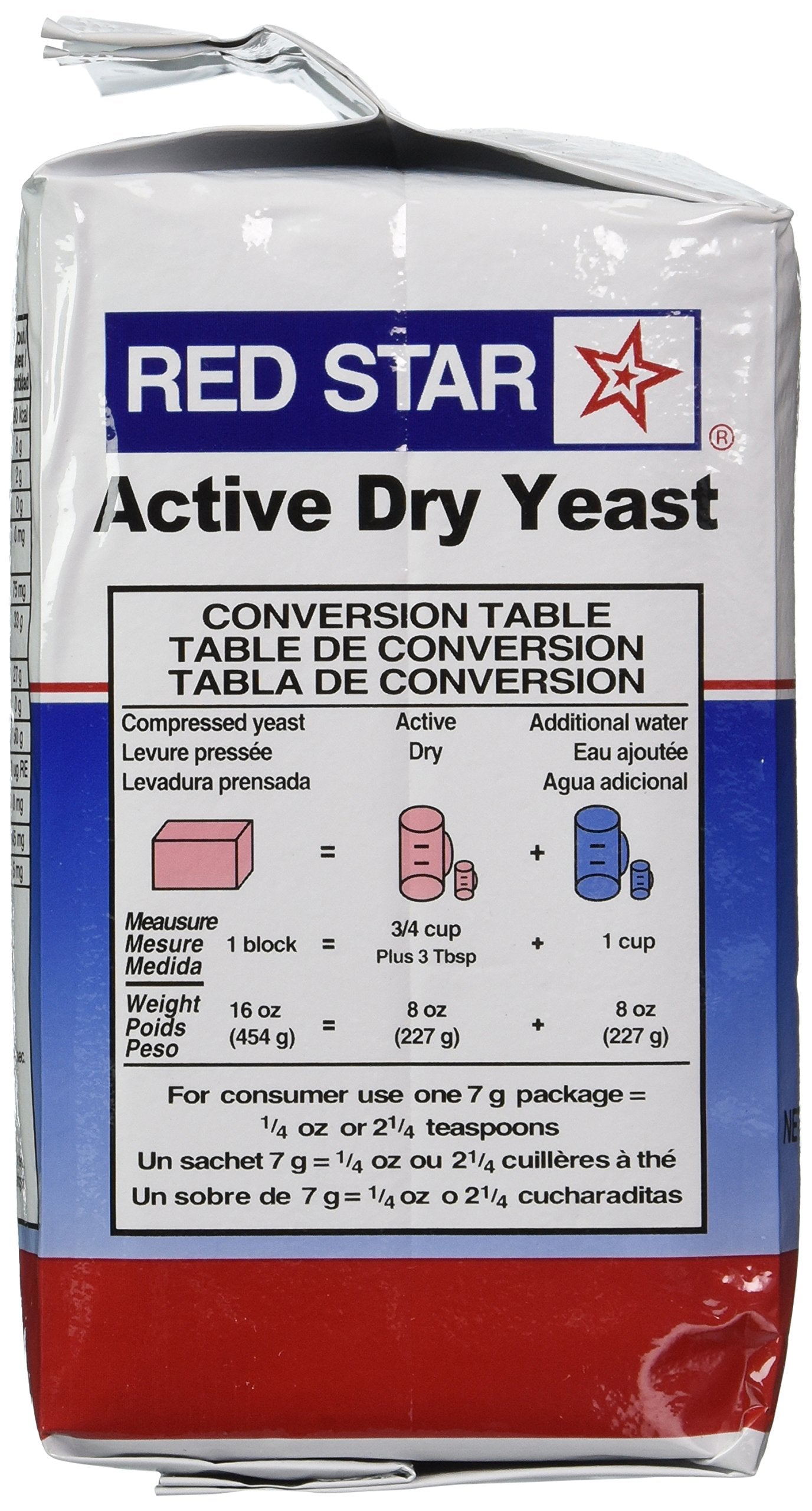 Red Star Active Dry Yeast, 2 lb Pouch, Ideal for Baking, White Blue and Red Packaging, High-Quality Yeast for Home Bakers