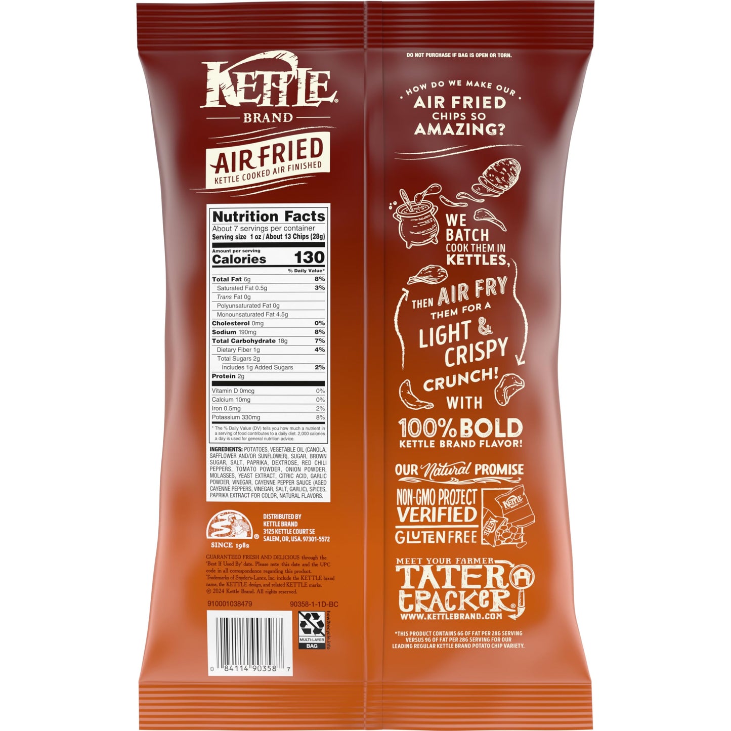 Kettle Brand Air Fried Texas Bbq Chips, 6.5 Oz Bag