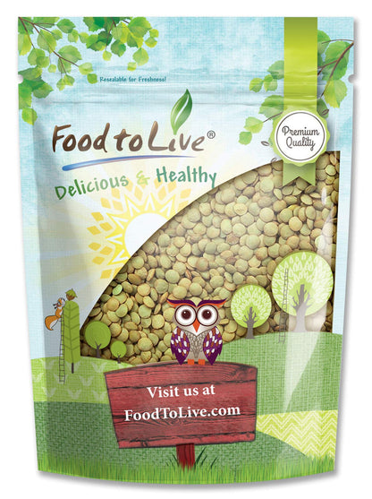 Food to Live - Whole Green Lentils, 3 Pounds Dried Raw Lentils, Sproutable, Kosher, Vegan. Rich in Dietary Fiber, and Protein. N