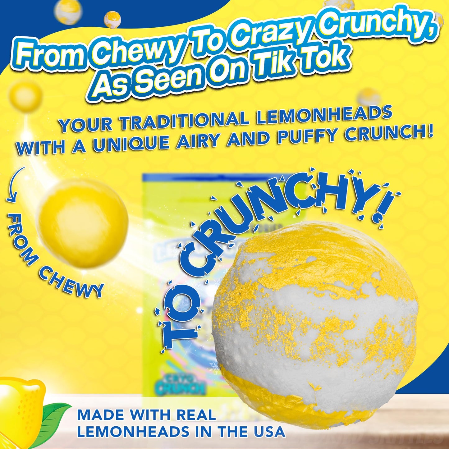 Freeze Dried Lemon Heads (10oz) - Made From Lemonheads Candy By Cryo Crunch- Freeze Dried Lemonheads Made In US Freeze Dried Lem