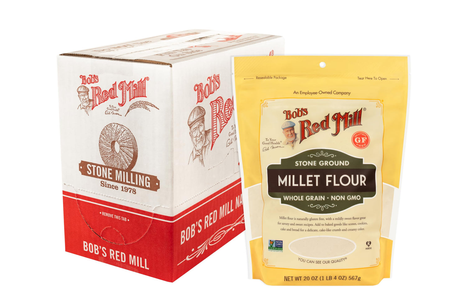 Bob'S Red Mill Stone Ground Whole Grain, Millet Flour, 20 Ounce (Pack Of 4)