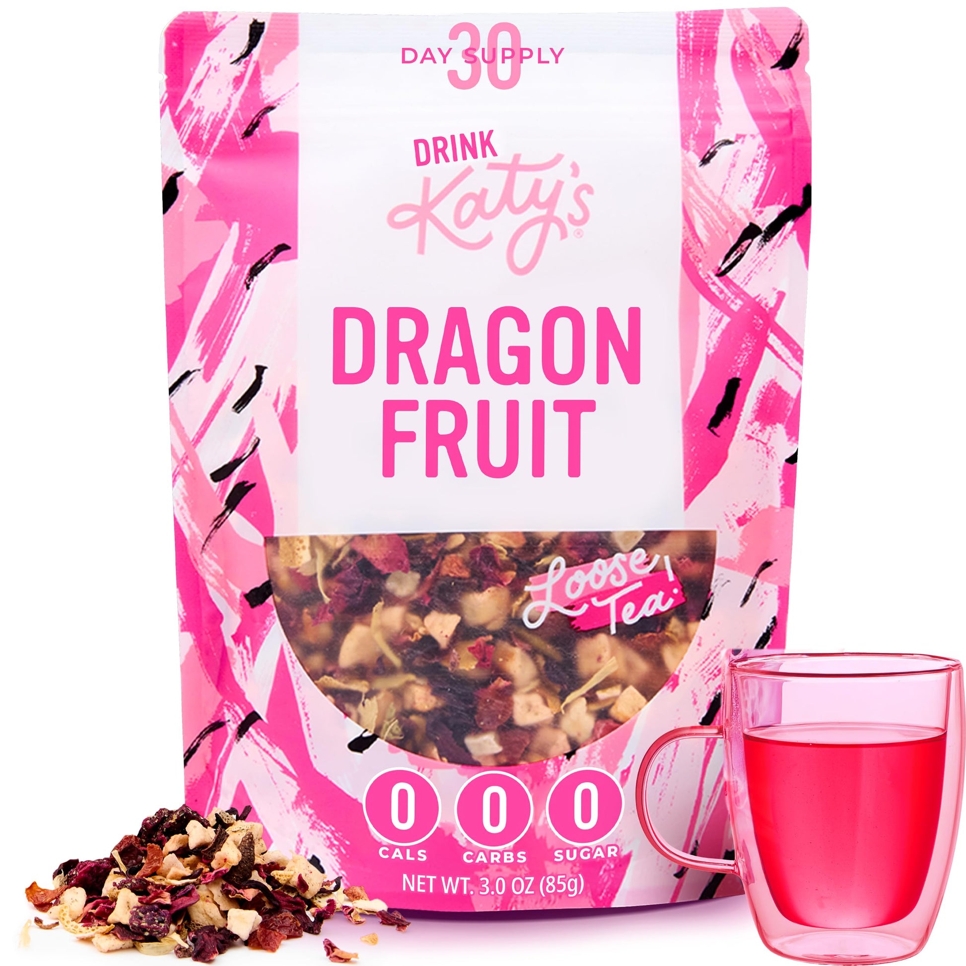 DRINK KATYS Dragonfruit Tea Loose Leaf Herbal, All Natural, Caffeine Free, 3 Ounce
