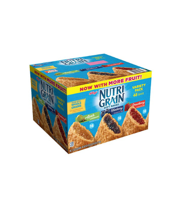 Kellogg's Nutri-Grain Variety Pack Soft Baked Breakfast Bars - Grab-N-Go Snacks, Apple Cinnamon, Blueberry, and Strawberry (48 C