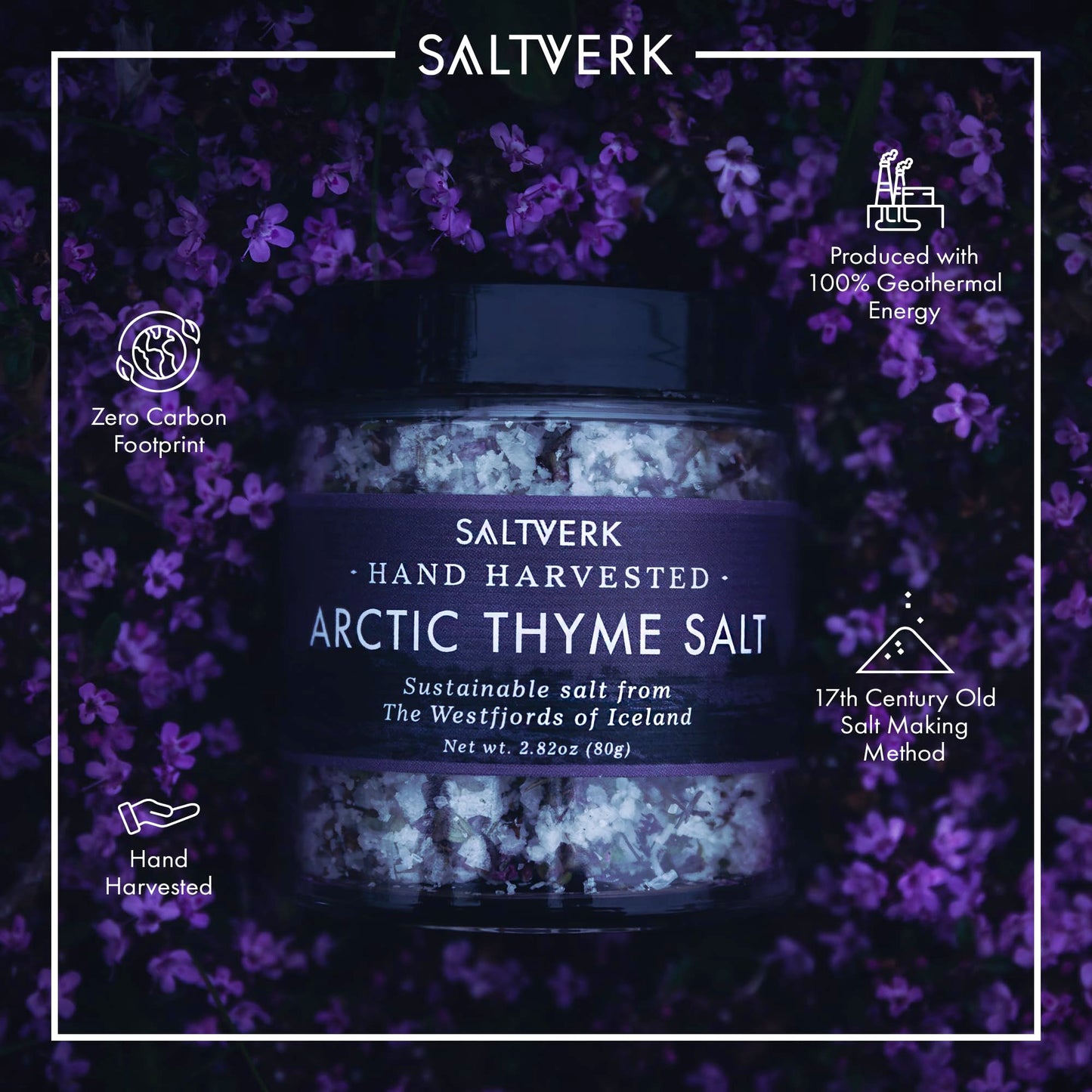 Saltverk Arctic Thyme Sea Salt Flakes, Handcrafted Gourmet, 2.82 Ounces