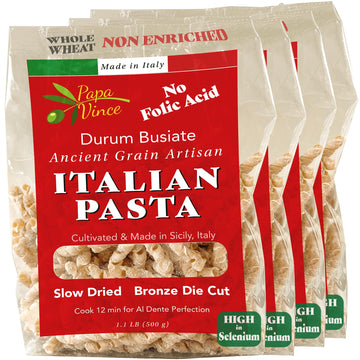 Papa Vince whole wheat pasta - Non Enriched, No Bleached made from ancient grains grown in Sicily, Italy. No funny taste. Al den