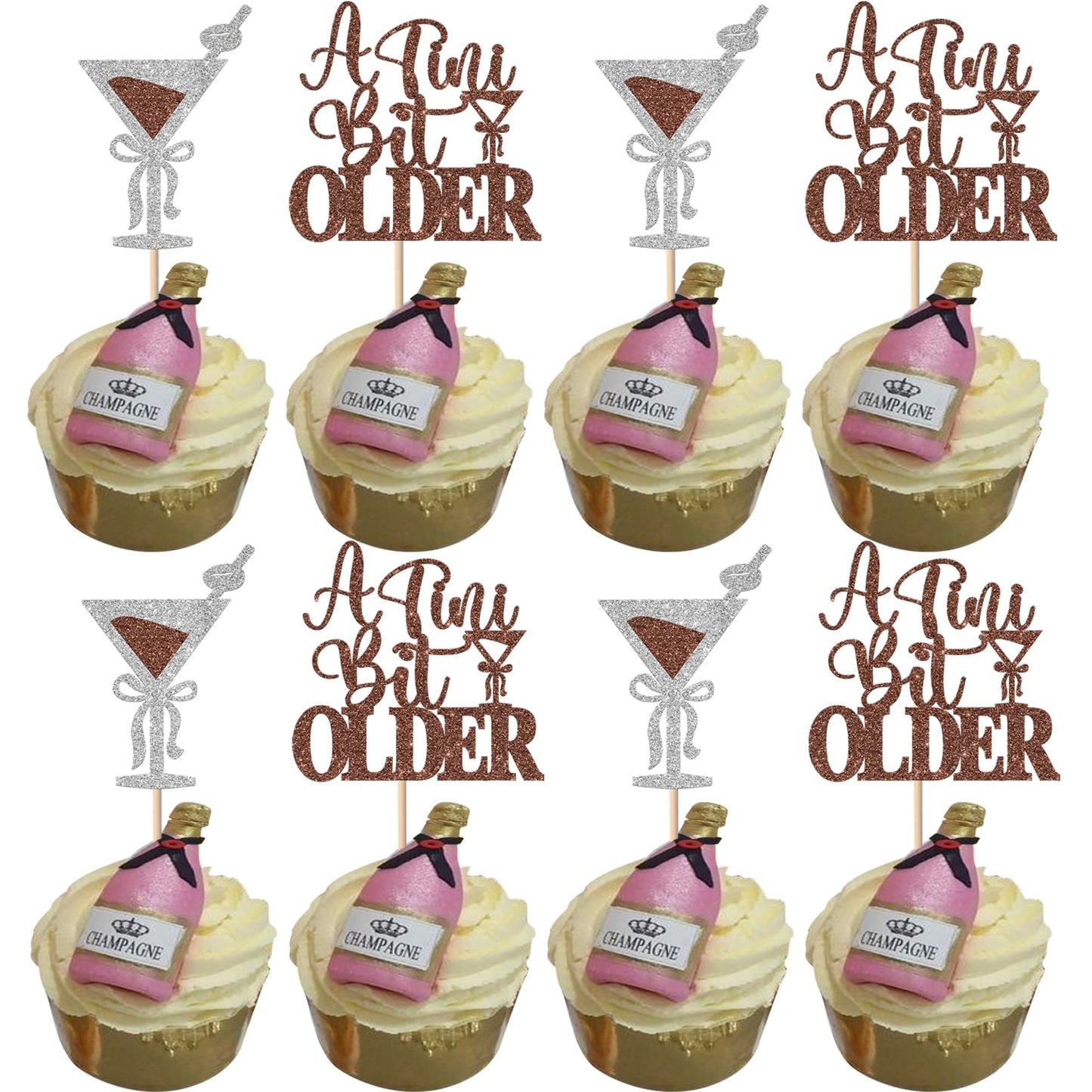24 Pack A Tini Bit Older Cupcake Toppers Espresso Beverage-Style Birthday Cupcake Picks A Tiny Bit Older Birthday Espresso Beverage-Style Birthday Bachelorette Bridal Shower Cupcake Decorations Party Supplies