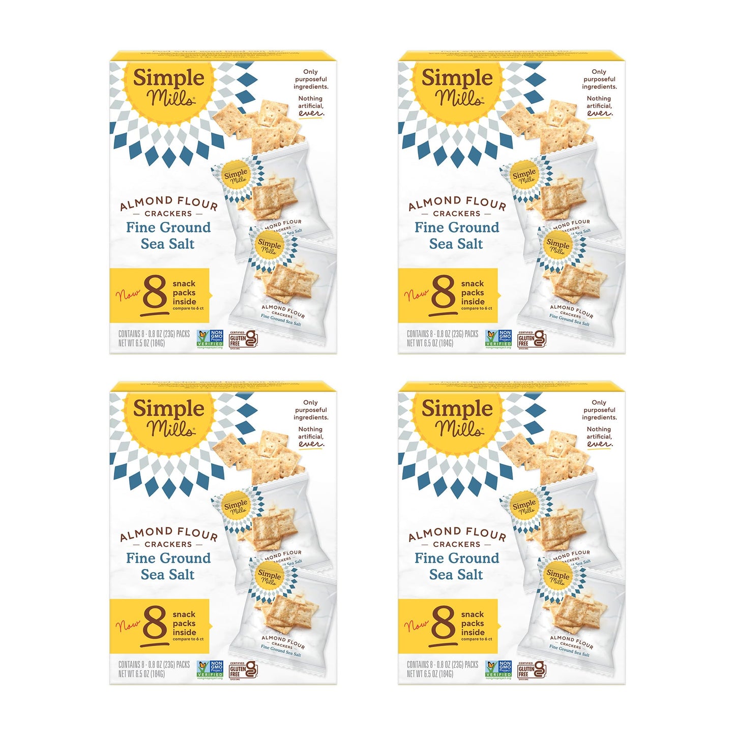 Simple Mills Almond Flour Crackers Snack Packs, Fine Ground Sea Salt, Healthy Snacks for Kids, Cheese Crackers, Gluten Free, 8 C
