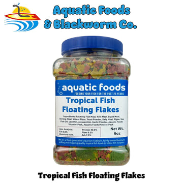 Aquatic Foods Inc. Tropical Fish Flakes, Mix of Krill & Spirulina, 6oz Jar