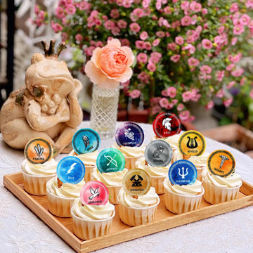 48 Pcs Edible Greek Mythology Cupcake Toppers Wafer Paper Greek Mythology Party Decorations Fit For Drink Topper Greek Gods Birt