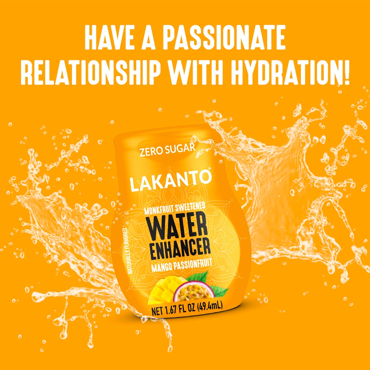 Lakanto Sugar Free Water Enhancer - Sweetened With Monk Fruit Sweetener And Erythritol, On The Go Liquid H2O Hydration, Zero Sugar, Naturally Flavored - Mango Passionfruit (1.67 Fl Oz - Pack Of 1)