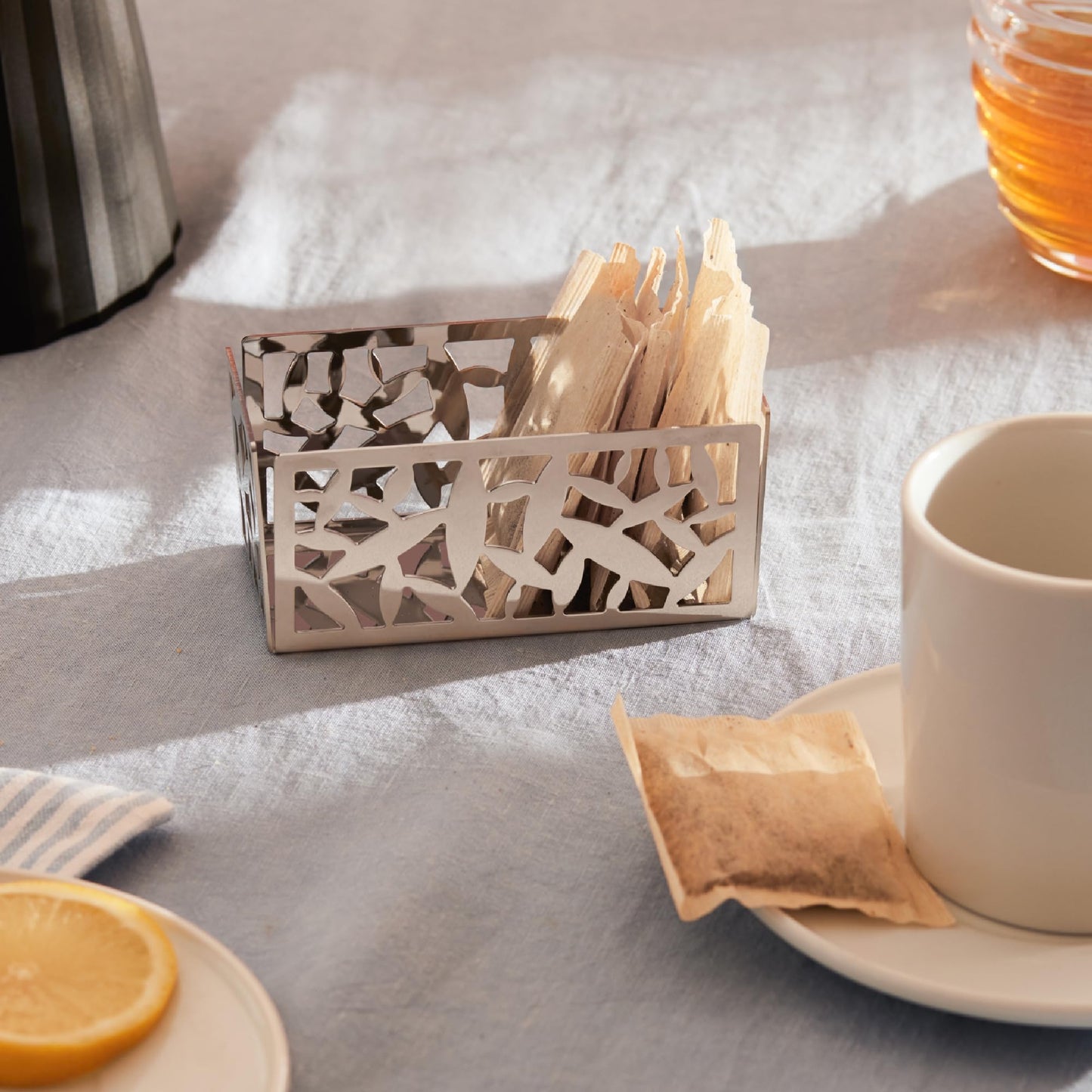 Alessi Holde Cactus Tea/Sugar Bags Holder, Silver