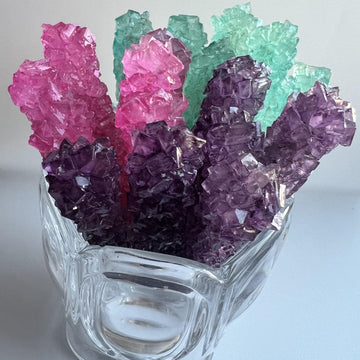Classic Rock Candy Sticks, Sugar Rock Crystal Lollipops, Individually Wrapped (Pack Of 12, Mermaid Mix (Purple Grape, Pink Cherr
