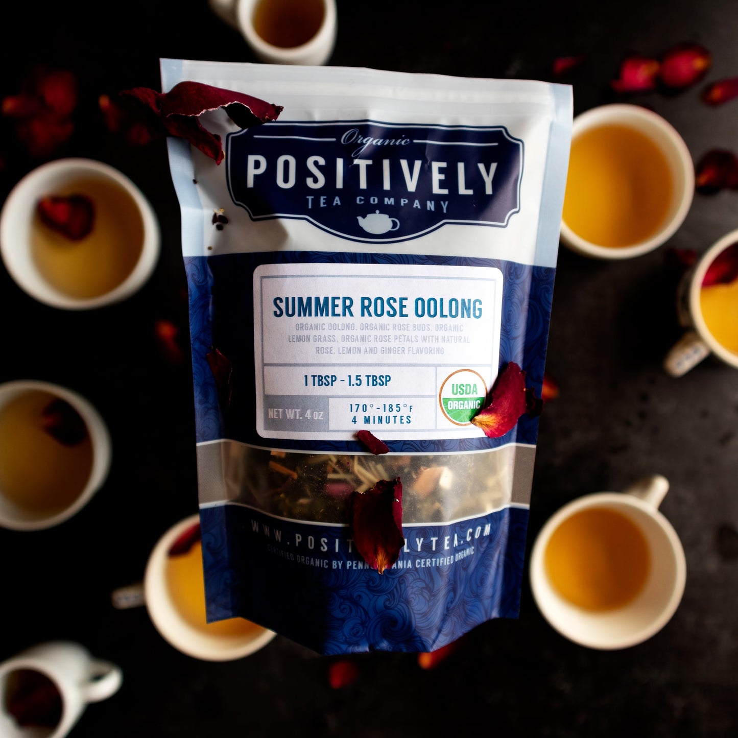 Organic Positively Tea Company, Summer Rose Oolong Tea, Loose Leaf, 16 Ounce