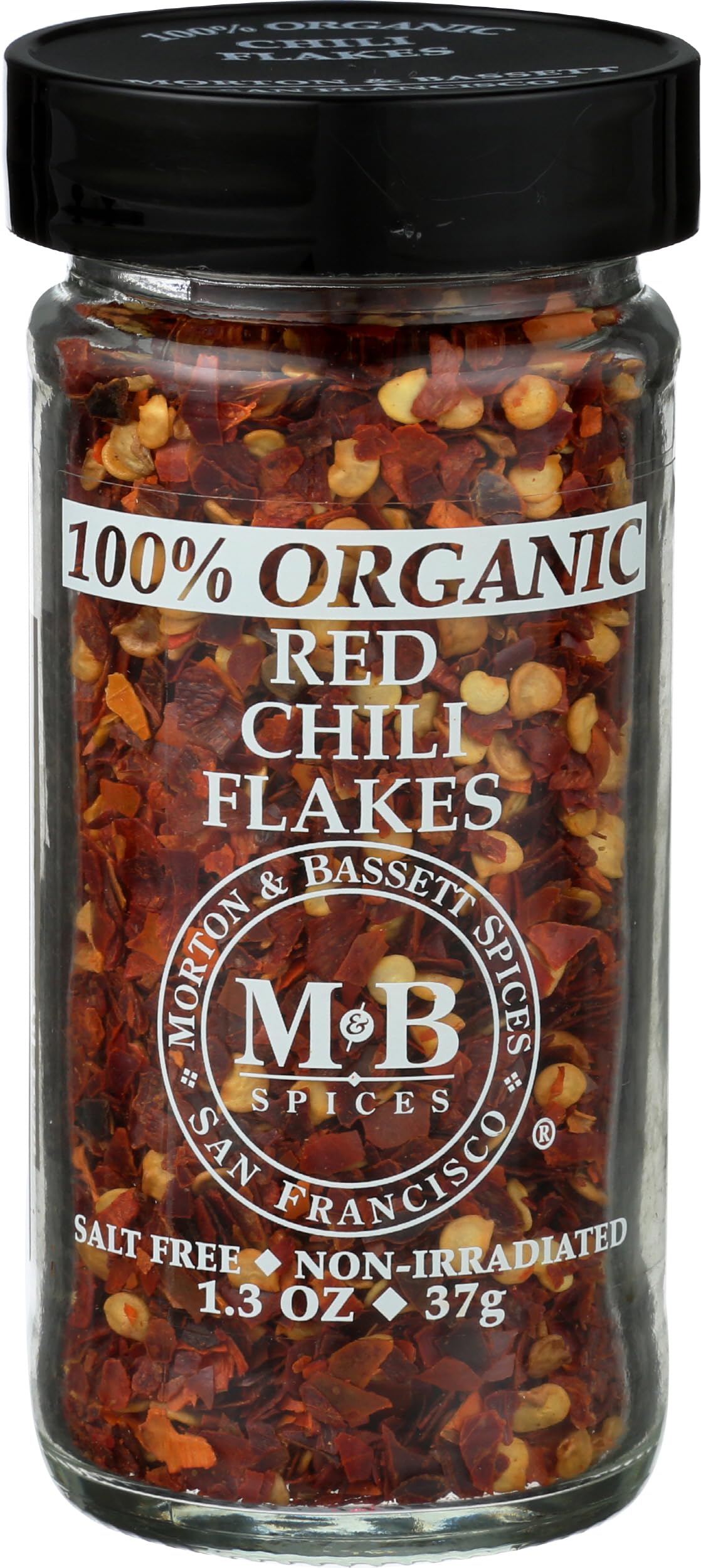 Morton & Bassett Organic Red Chili Flakes, 1.3 Ounce, Plastic, No Color, Model 0016291442856