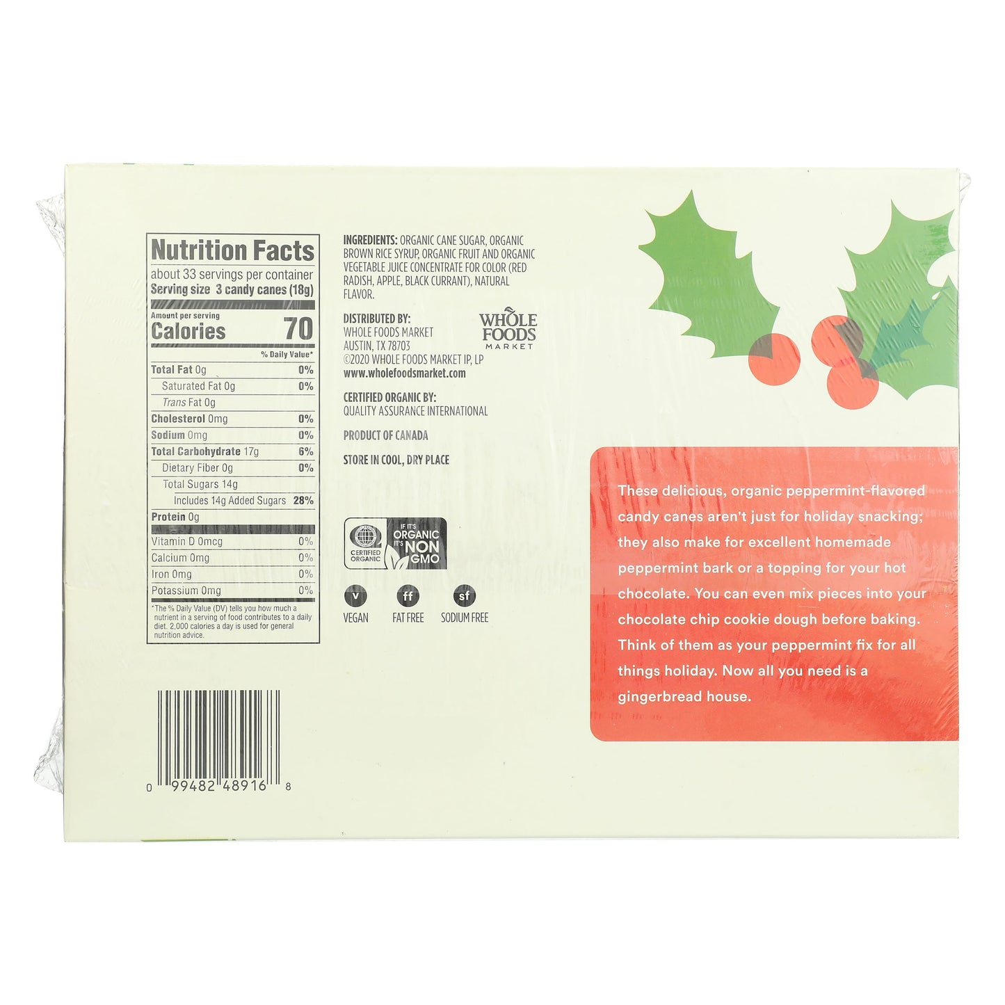 365 by Whole Foods Market, Organic Mini Candy Canes, 100 Count, 21.2 Ounce
