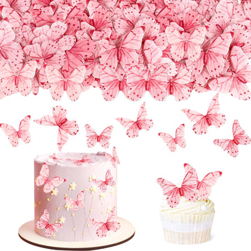 Cyodoos 40pcs Edible Butterfly Cake Toppers - Colorful Wafer Paper Cake Decorations for Wedding, Birthday, Baby Shower Parties -