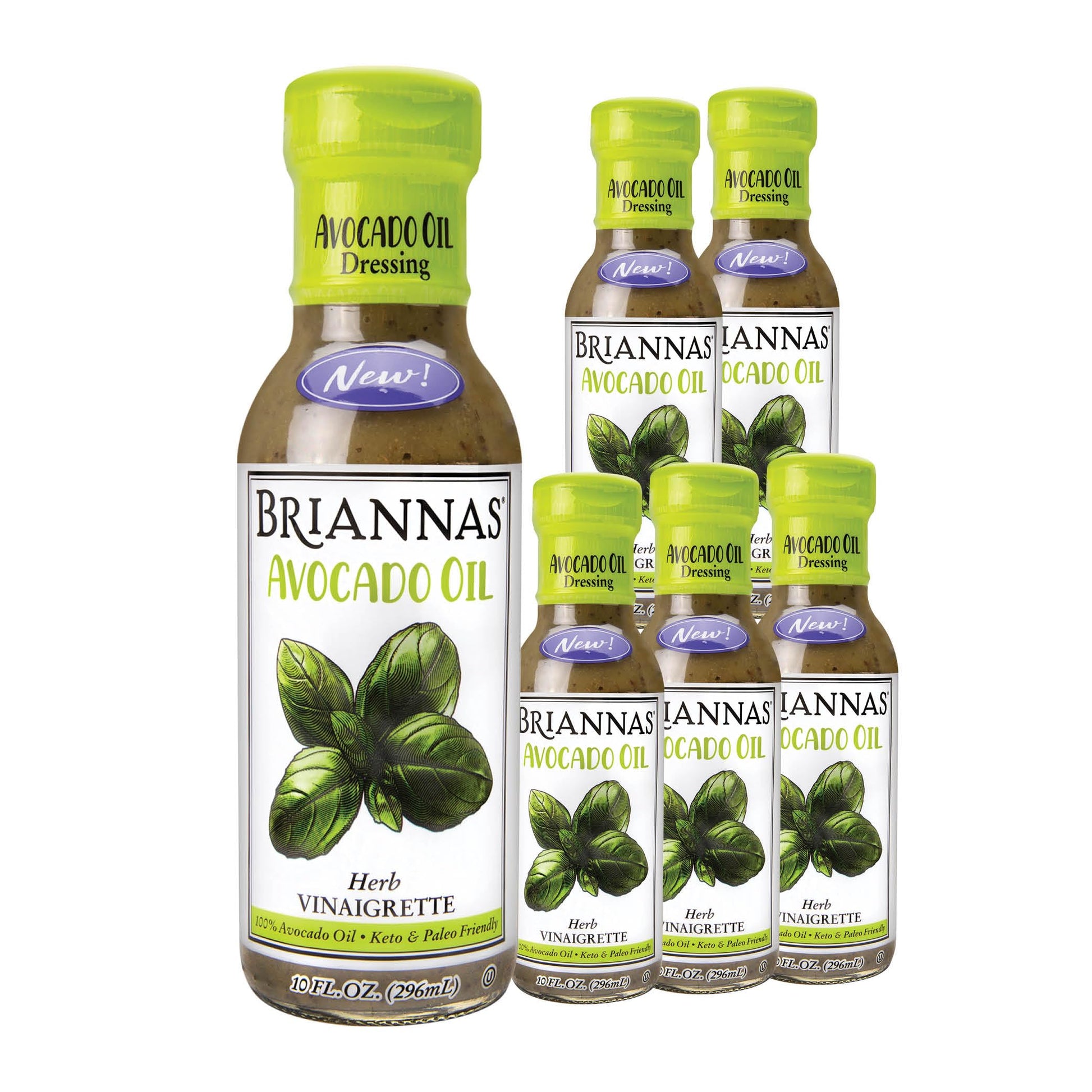 BRIANNAS Avocado Oil Herb Vinaigrette Dressing, Low Sodium, Keto & Paleo, 10 Fl Oz, Pack of 6