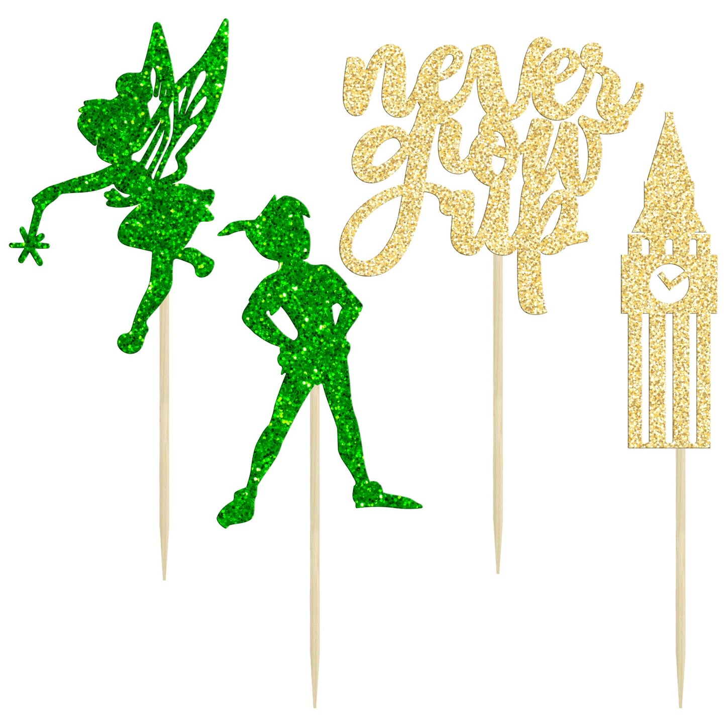Gyufise 24 Pack Never Grow Up Cupcake Toppers P Pan Cake Toppers Baby Shower Never Grow Up Cupcake Picks For Neverland Theme Boy