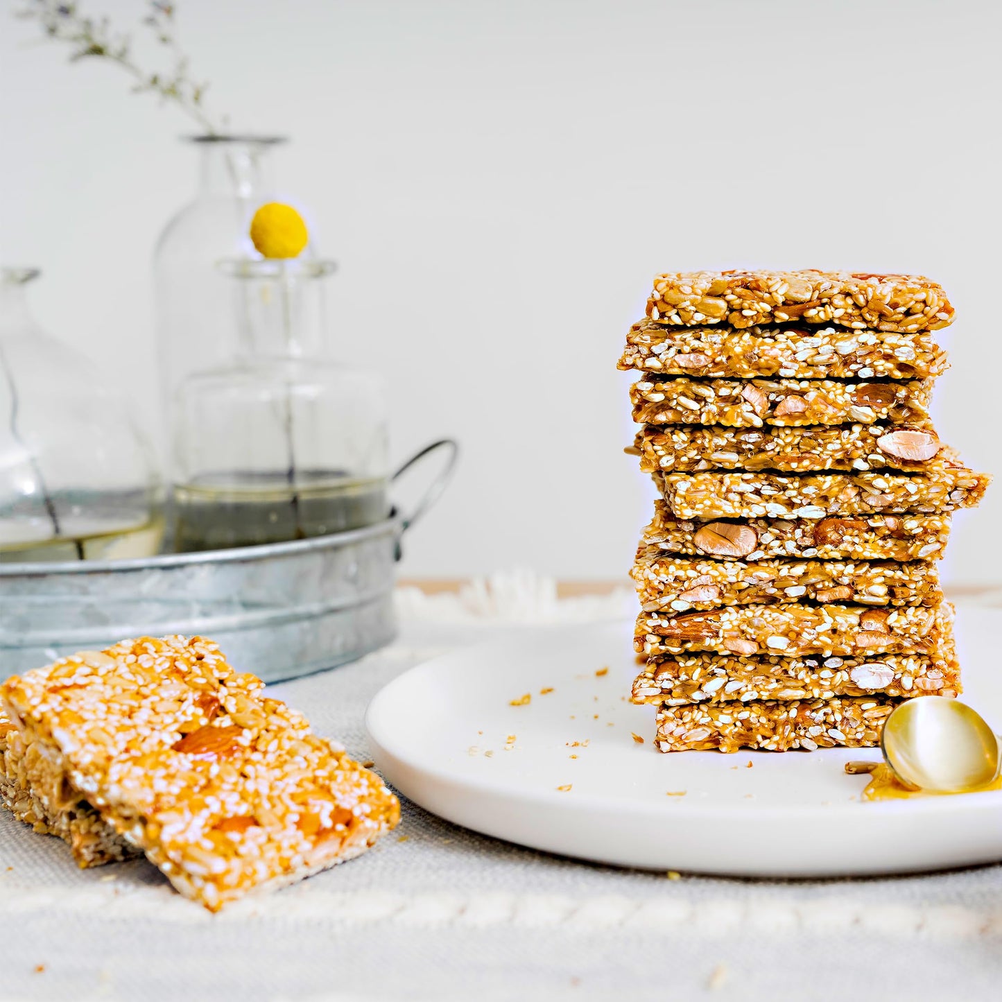 Ny Spice Shop Honey Nut And Seed Crunch Bars - 1 Pound (16 Oz.) Honey Sesame Brittle - Sesame Seed Candy - Sesame Seed Honey Bar
