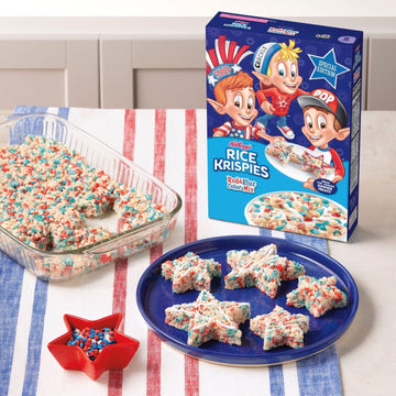 Kellogg's Rice Krispies Cereal, Summer Snacks, Red & Blue Color Mix, 7.5oz Box - Family Breakfast Treat