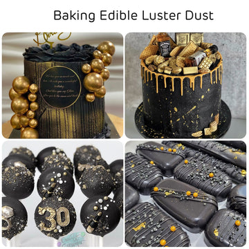 Black Edible Luster Dust 10 Grams, Food Grade Cake Luster Dust Tasteless Dessert Dusting Powders For Baking Cherrysea Food Color