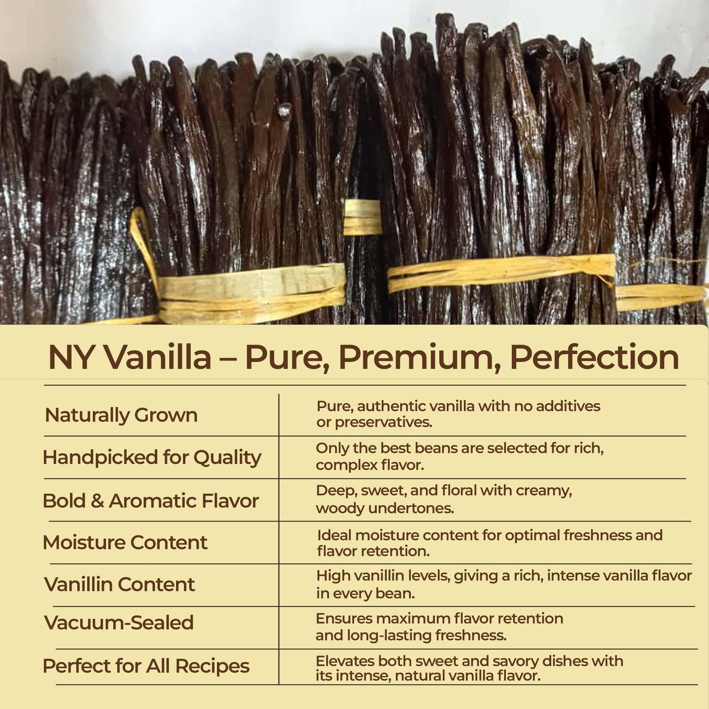 Akshit Vanilla Beans - Grade A+, Fresh Whole Vanilla Bean Pods, 6-8 Inches, Non-GMO, 10 Vanilla Beans