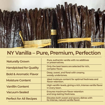Akshit Premium Vanilla Beans - Grade A Whole Pods, 25 Beans, 6-8 Inches, Non-GMO for Extract, Baking, Desserts