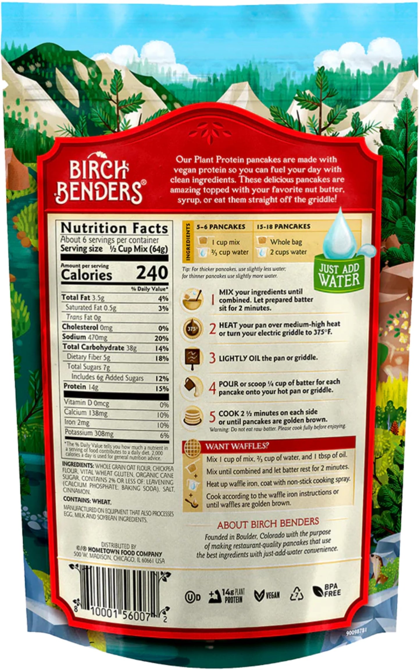 Birch Benders Pancake & Waffle Plant Protein, 14 Oz, (Pack Of 6)
