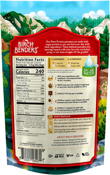 Birch Benders Pancake & Waffle Plant Protein, 14 Oz, (Pack Of 6)